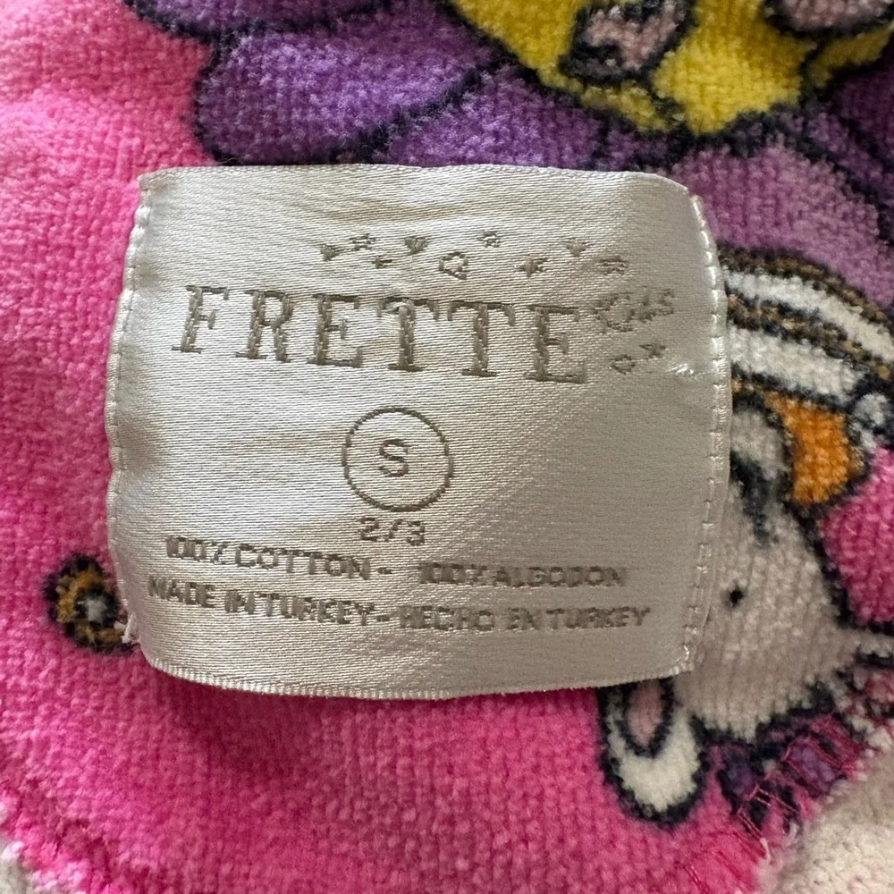 Frette Toddler 2/3 Small Pink Floral Hooded Robe Mouse and Flowers